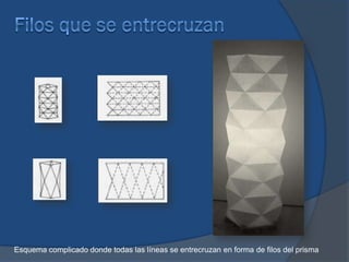 Esquema complicado donde todas las líneas se entrecruzan en forma de filos del prisma
 