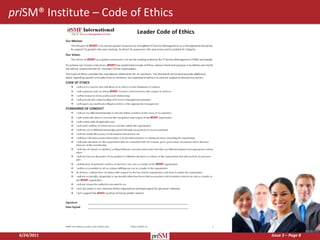 priSM® Institute – Code of Ethics




  6/24/2011                         Issue 3 – Page 8
 