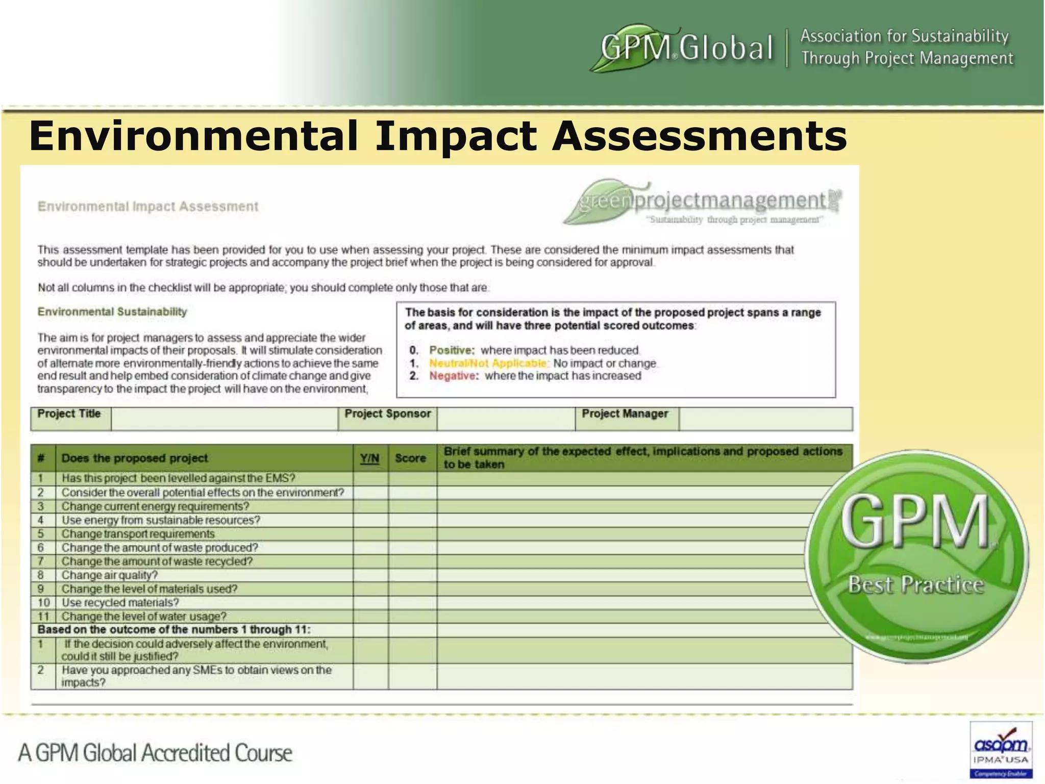 Environmental Impact Assessments
 