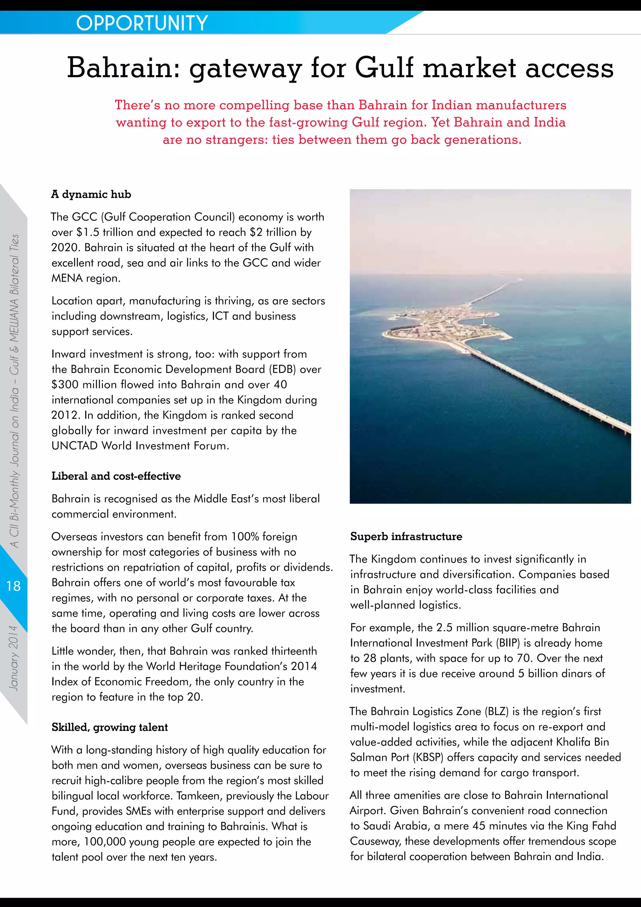 January 2014
A CII Bi-Monthly Journal on India – Gulf  MEWANA Bilateral Ties

OPPORTUNITY

18

 