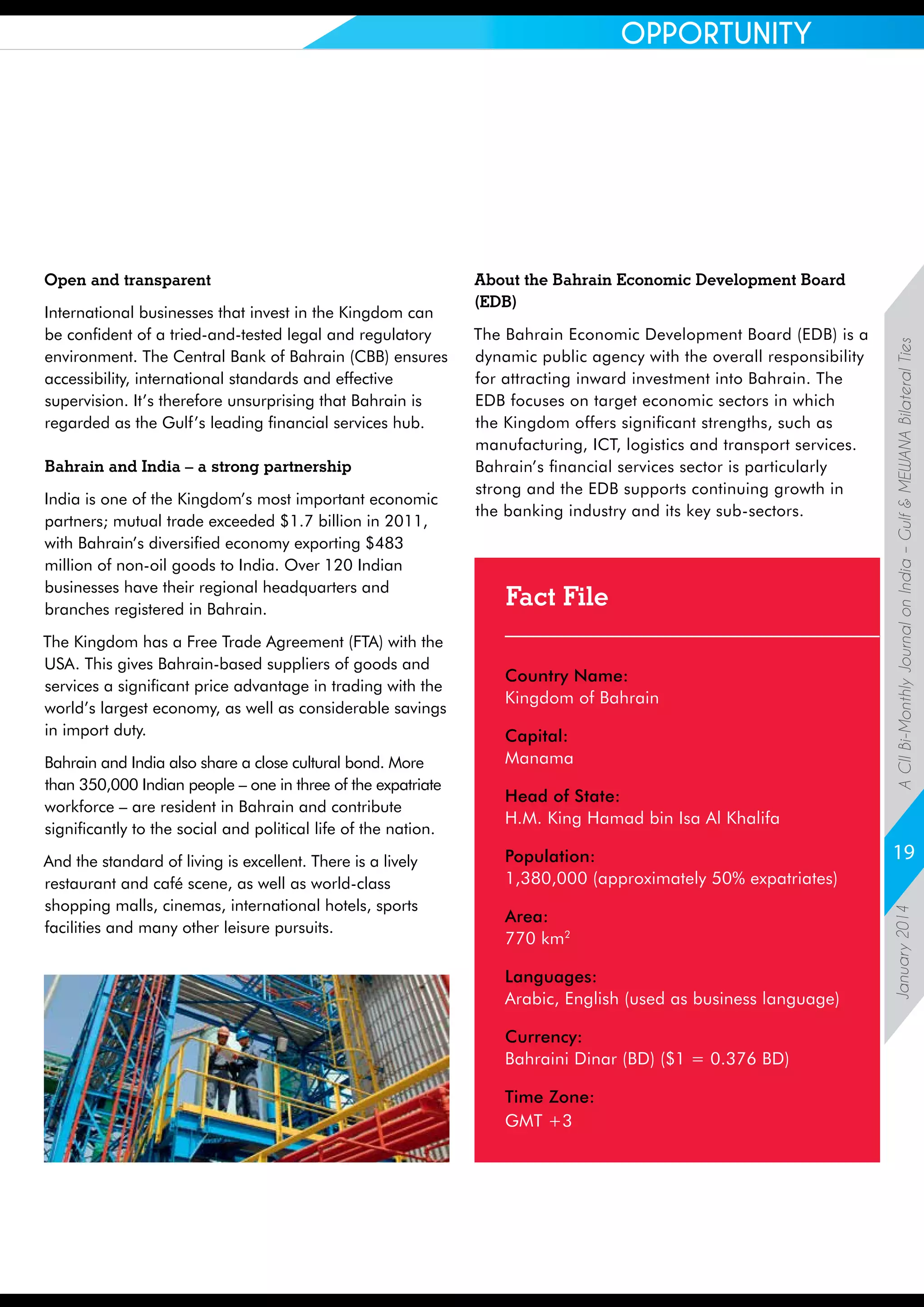 January 2014

A CII Bi-Monthly Journal on India – Gulf  MEWANA Bilateral Ties

OPPORTUNITY

19

 