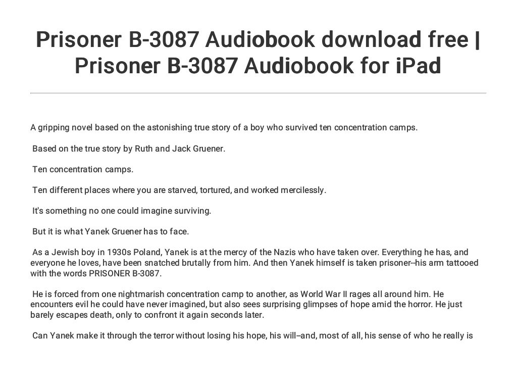 Prisoner b 3087 thesis statement 07 image