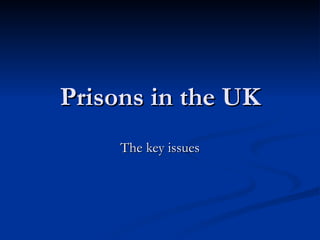 Prisons in the UK The key issues 