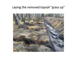 Laying the removed topsoil "grass up"
 