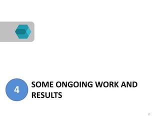 SOME ONGOING WORK AND
RESULTS
17
4
 