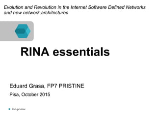 #ict-pristine
Evolution and Revolution in the Internet Software Defined Networks
and new network architectures
Eduard Grasa, FP7 PRISTINE
Pisa, October 2015
RINA essentials
 