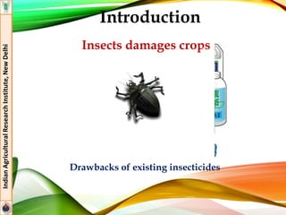 Introduction
Insects damages crops
IndianAgriculturalResearchInstitute,NewDelhi
Drawbacks of existing insecticides
 