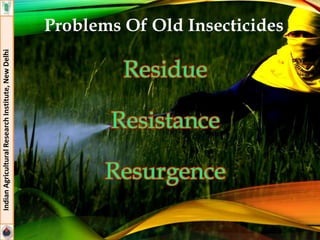 Problems Of Old Insecticides
IndianAgriculturalResearchInstitute,NewDelhi
Residue
Resistance
Resurgence
 