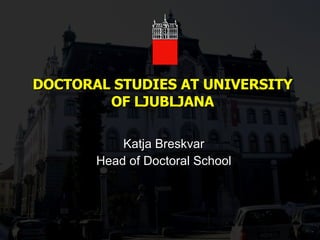 DOCTORAL STUDIES AT UNIVERSITY OF LJUBLJANA Katja Breskvar Head of Doctoral School 