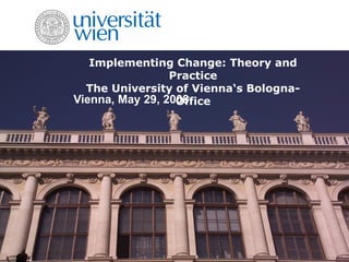 Implementing Change: Theory and Practice The University of Vienna‘s Bologna-Office Vienna, May 29, 2008 