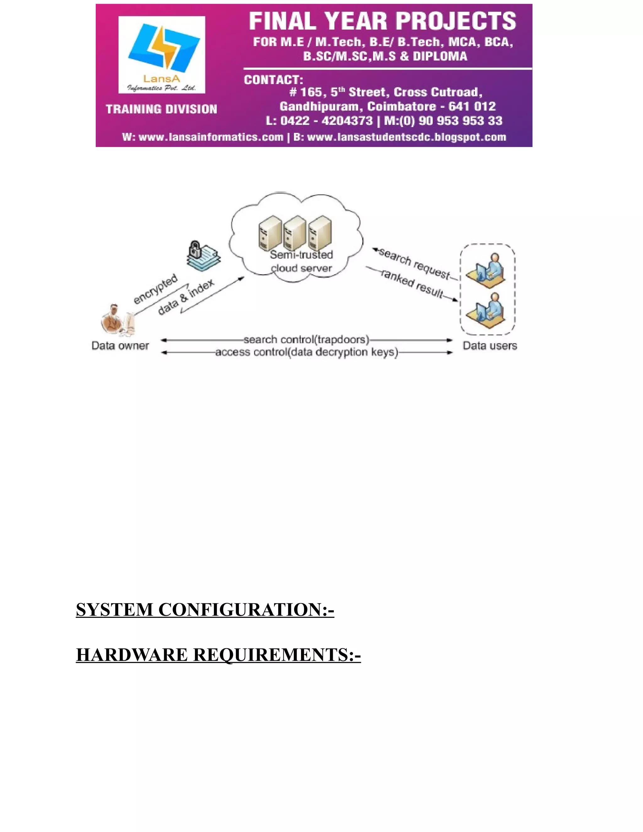 SYSTEM CONFIGURATION:- 
HARDWARE REQUIREMENTS:- 
 