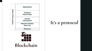 It's a protocol
Blockchain
 