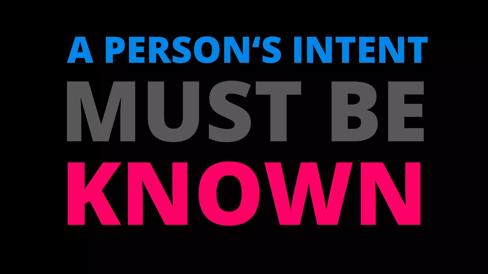 A PERSON‘S INTENT
KNOWN
MUST BE
 