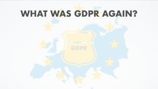 GDPR
WHAT WAS GDPR AGAIN?
 