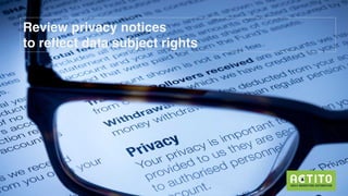 Review privacy notices
to reflect data subject rights
 