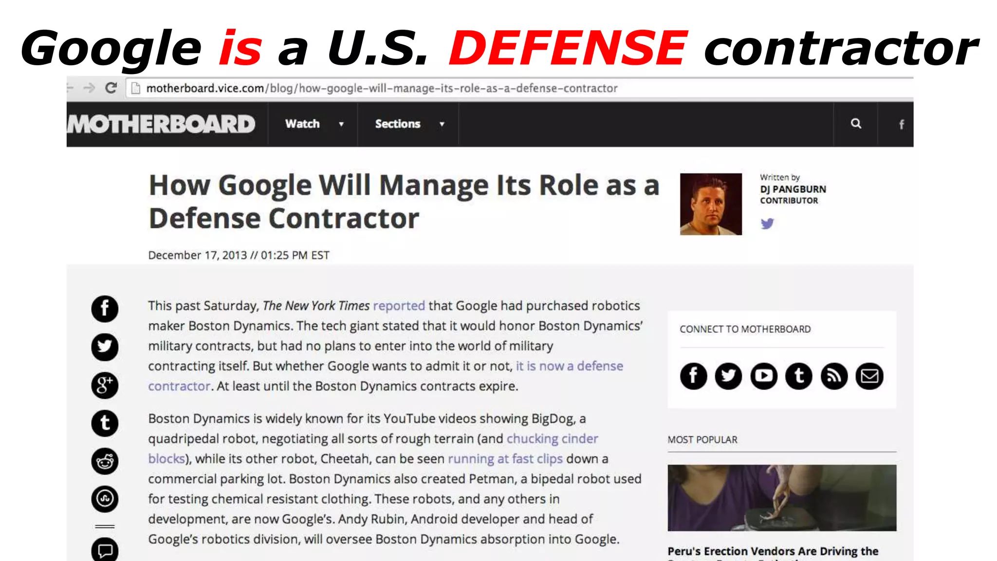 Google is a U.S. DEFENSE contractor
 