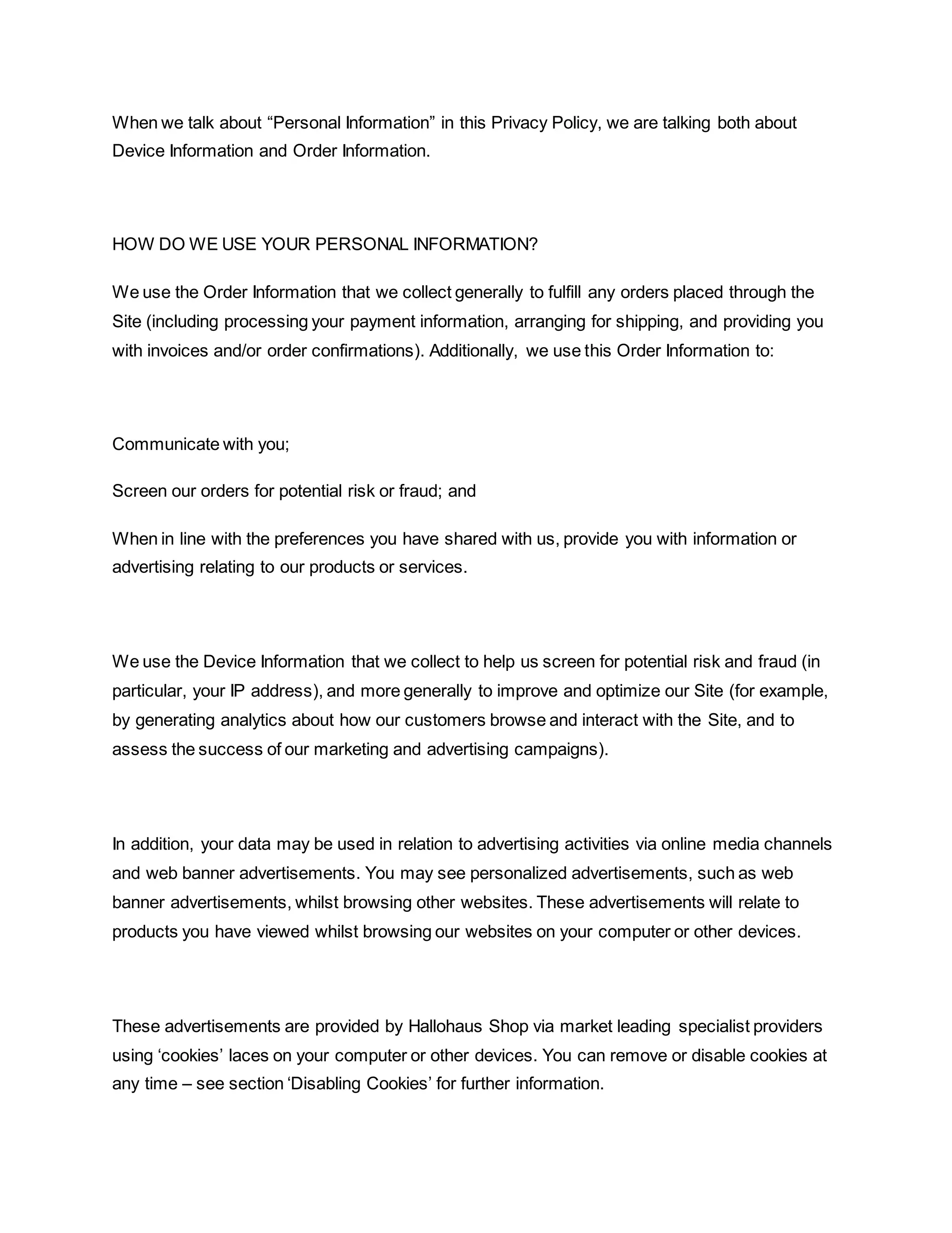 Privacy policy pdf