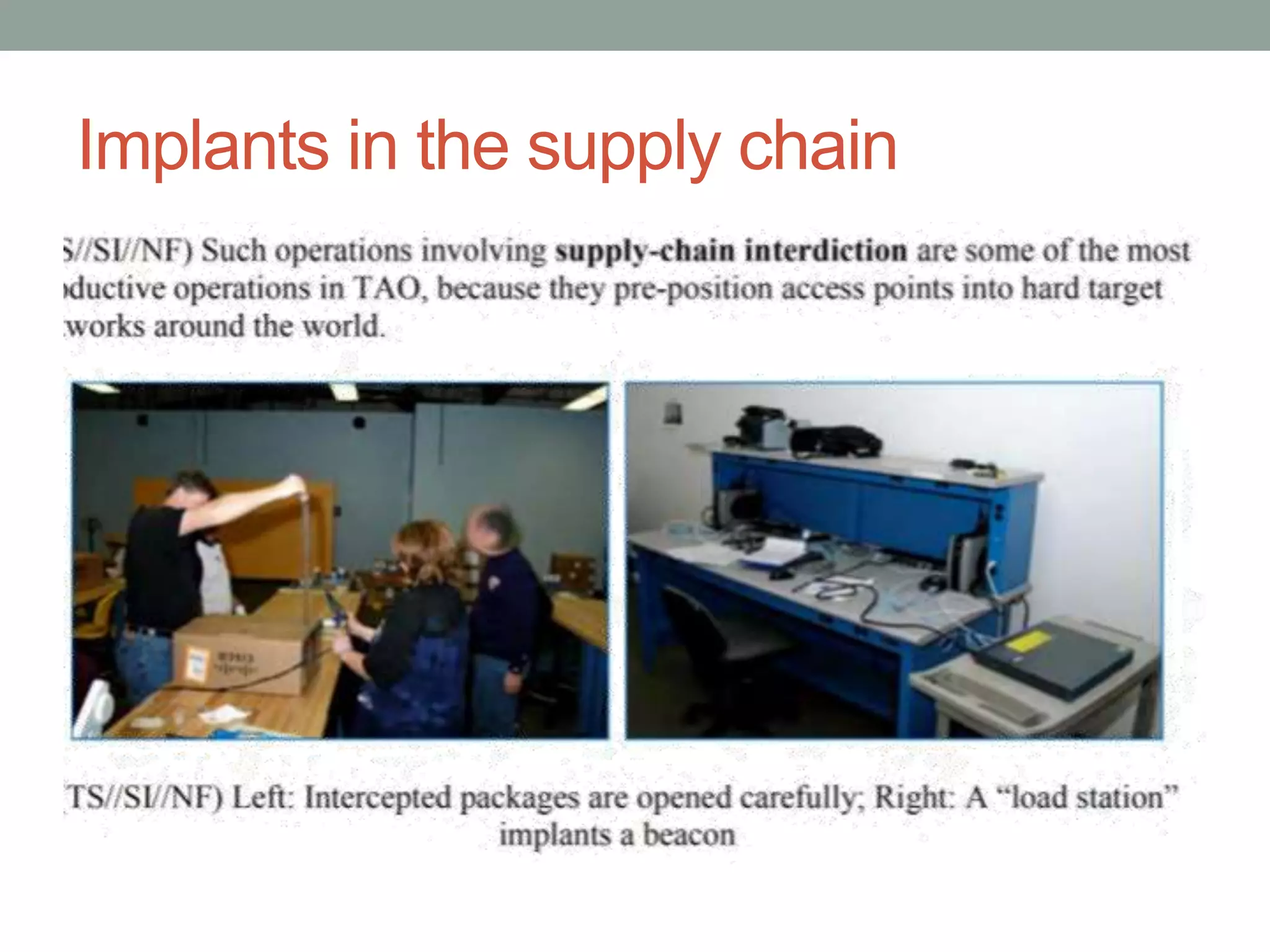 Implants in the supply chain 
 
