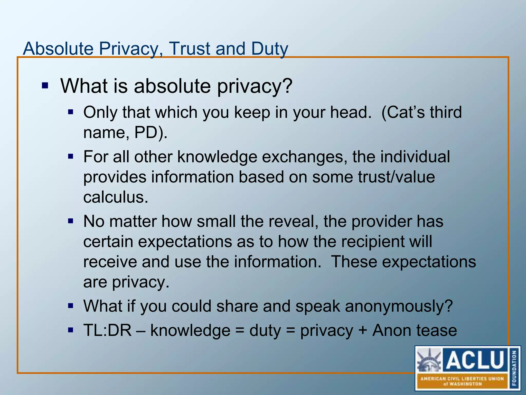 Why is the private private and the Public Public?Because some things are just creepy, right? Define “Creepy” Policy Shouldn’t be based on an undefined emotionScandinavian countries publish salaries.U.S. publishes mugshots.