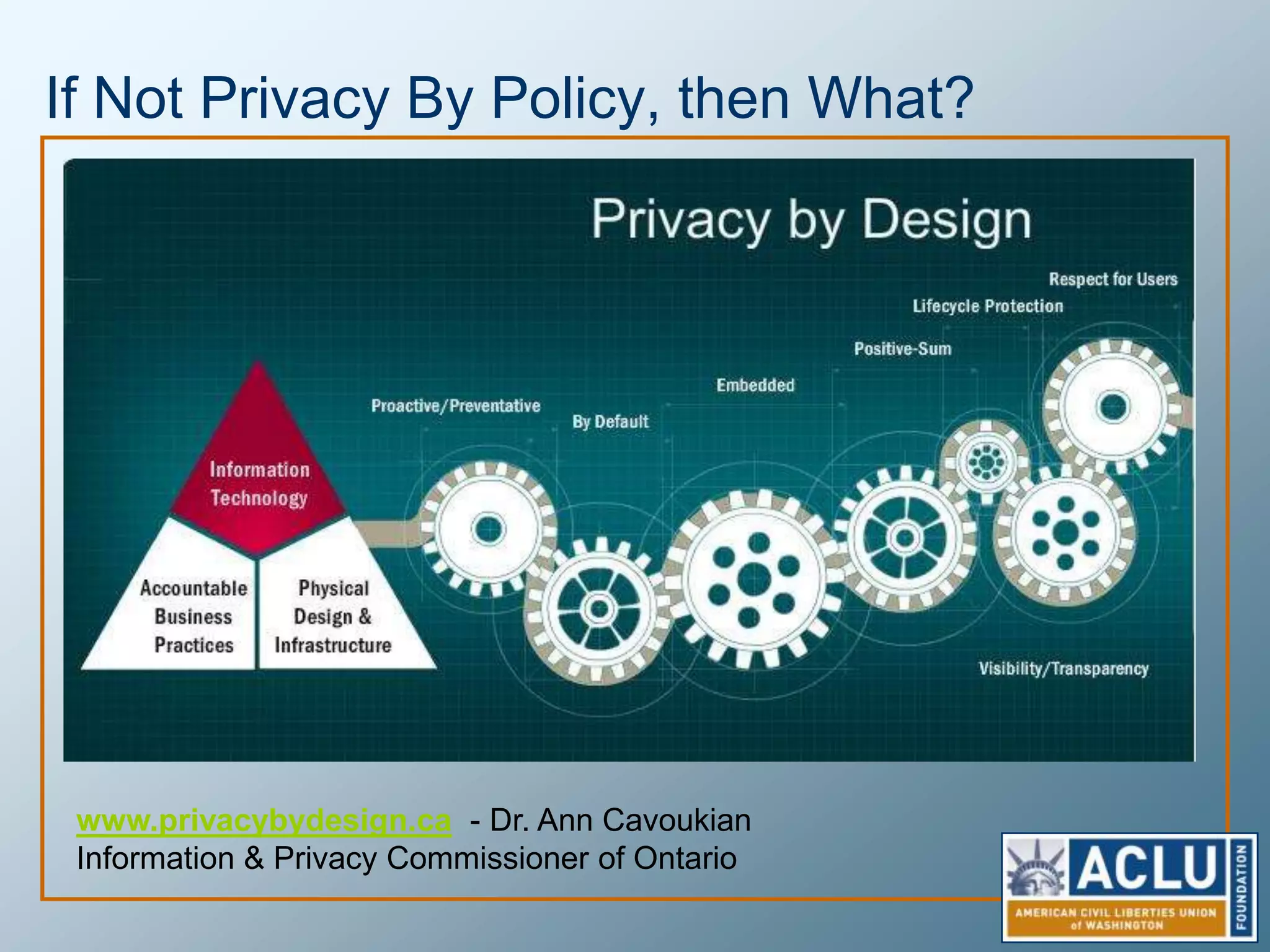 Technology Did Not Kill Privacy . . .But Privacy by Policy Alone Might