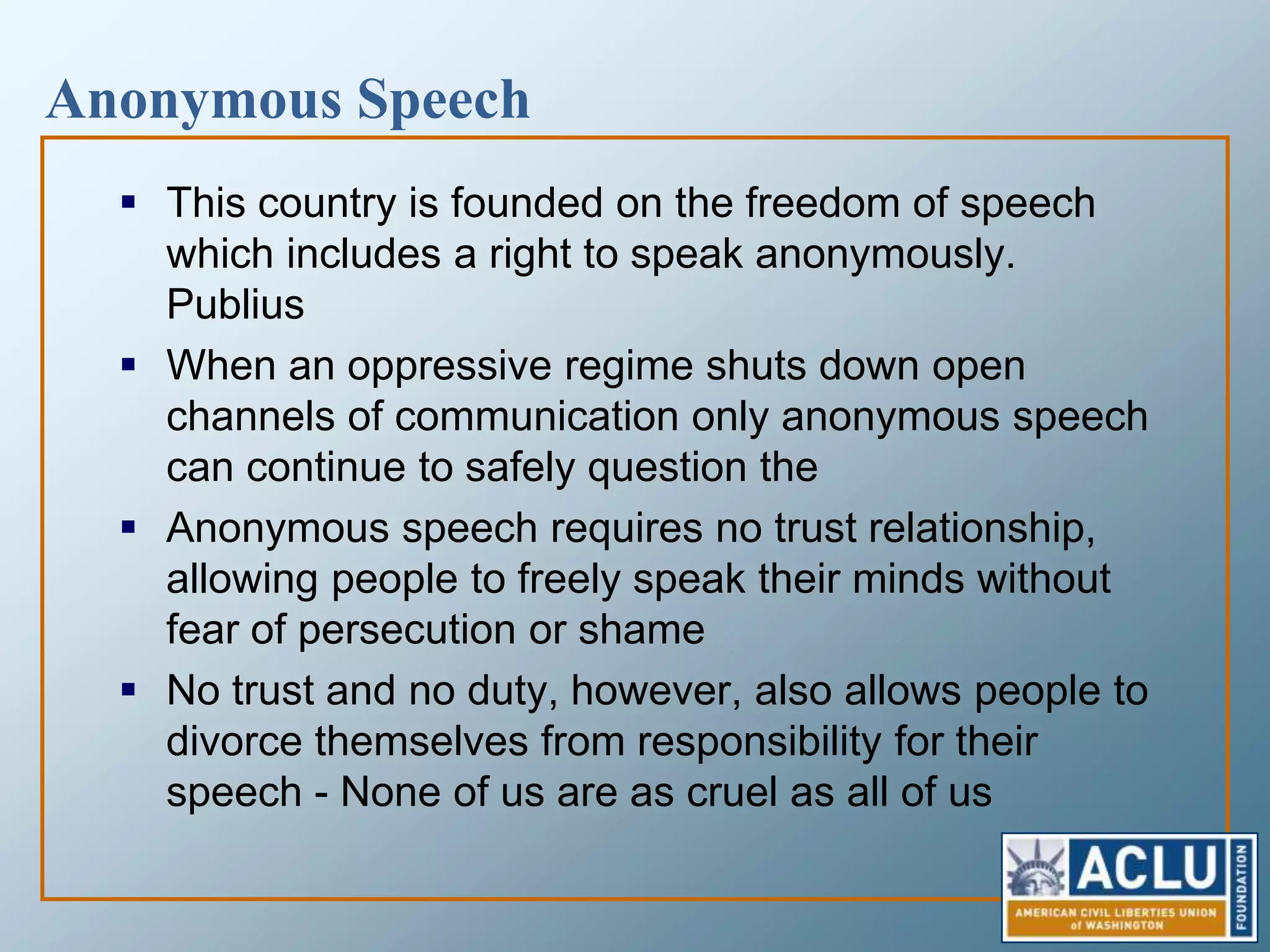 Clever Transition to Anonymous Portion