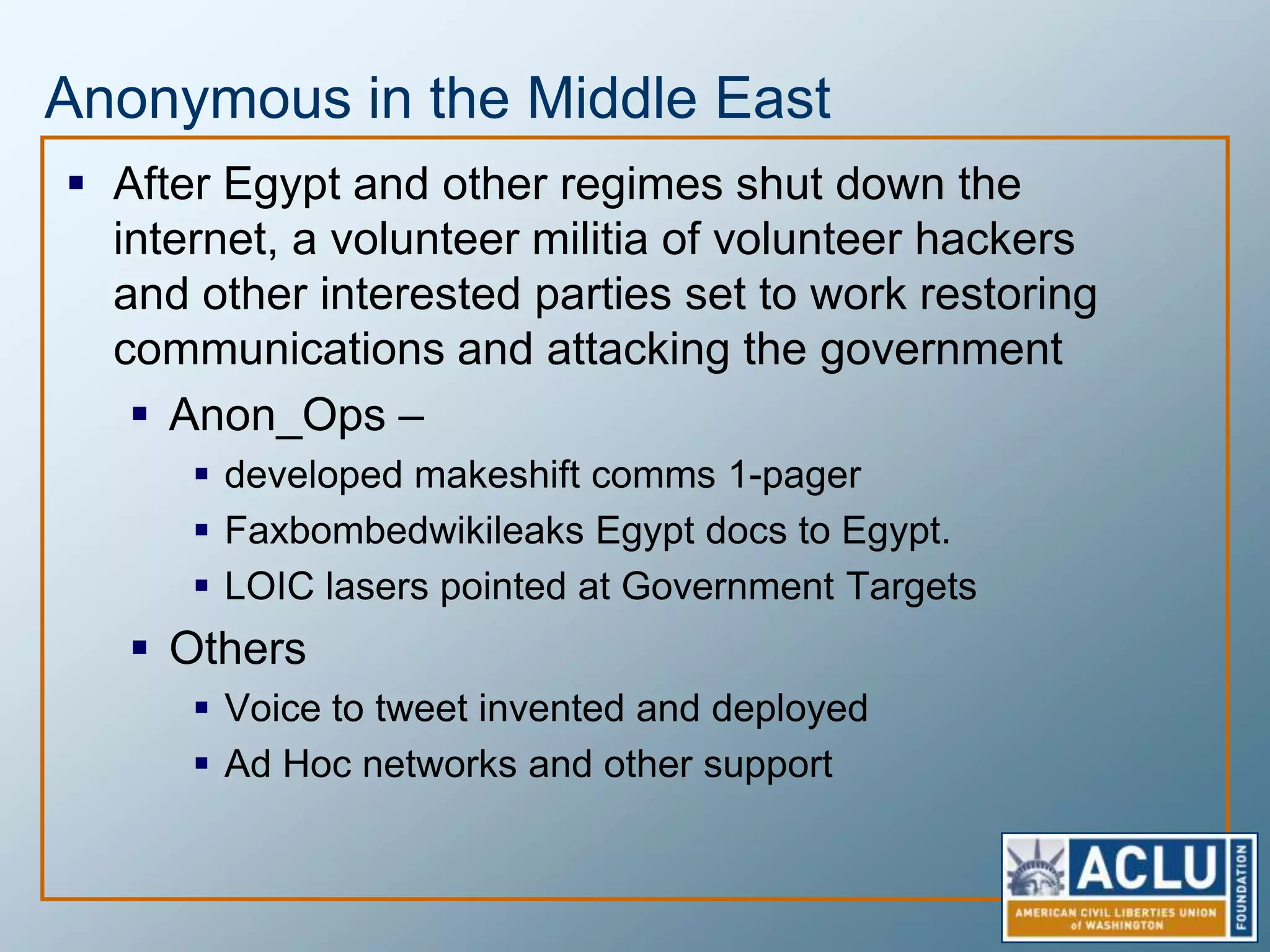 Anonymous & Hackers in the Middle East