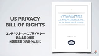 US PRIVACY
BILL OF RIGHTS
コンテキストベースプライバシー
    民主主義の根源
 米国産業界の発展のために



                  Copyright 2012 Evoluzio Inc. All Rights Reserved.
 