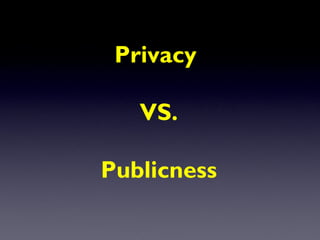 Privacy

   VS.

Publicness
 