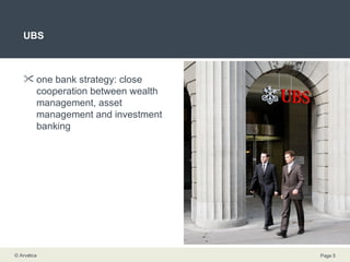UBS one bank strategy: close cooperation between wealth management, asset management and investment banking  