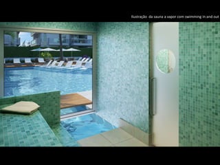 Ilustração da sauna a vapor com swimming in and out
 