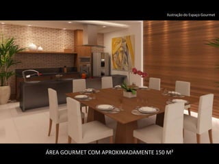 Ilustração do Espaço Gourmet
ÁREA GOURMET COM APROXIMADAMENTE 150 M²
 