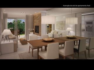 Ilustração da sala do apartamento Yard
 