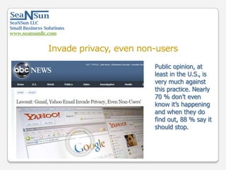SeaNSun LLC
Small Business Solutions
www.seansunllc.com
Public opinion, at
least in the U.S., is
very much against
this pr...