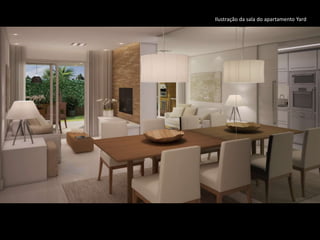 Ilustração da sala do apartamento Yard
 