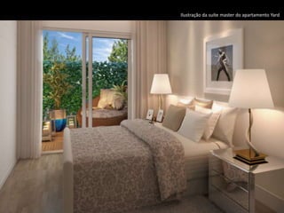 Ilustração da suíte master do apartamento Yard
 