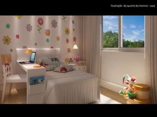 Ilustração do quarto da menina - casa
 