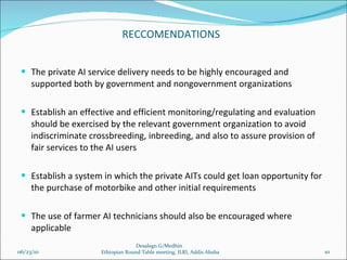 Experiences of Private Artificial Insemination Services in Ethiopia