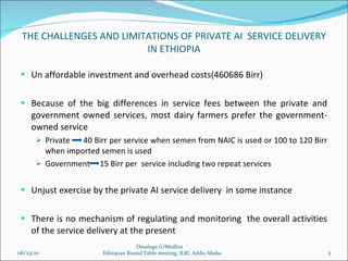 Experiences of Private Artificial Insemination Services in Ethiopia
