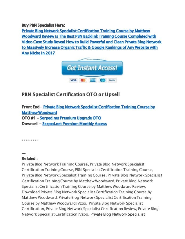 Private Blog Network Specialist Certification Training Course