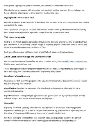 Ultimate Amalfi Coast Experience Private Boat Tours from Sorrento PDF