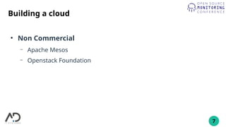 7
Building a cloud
●
Non Commercial
– Apache Mesos
– Openstack Foundation
 