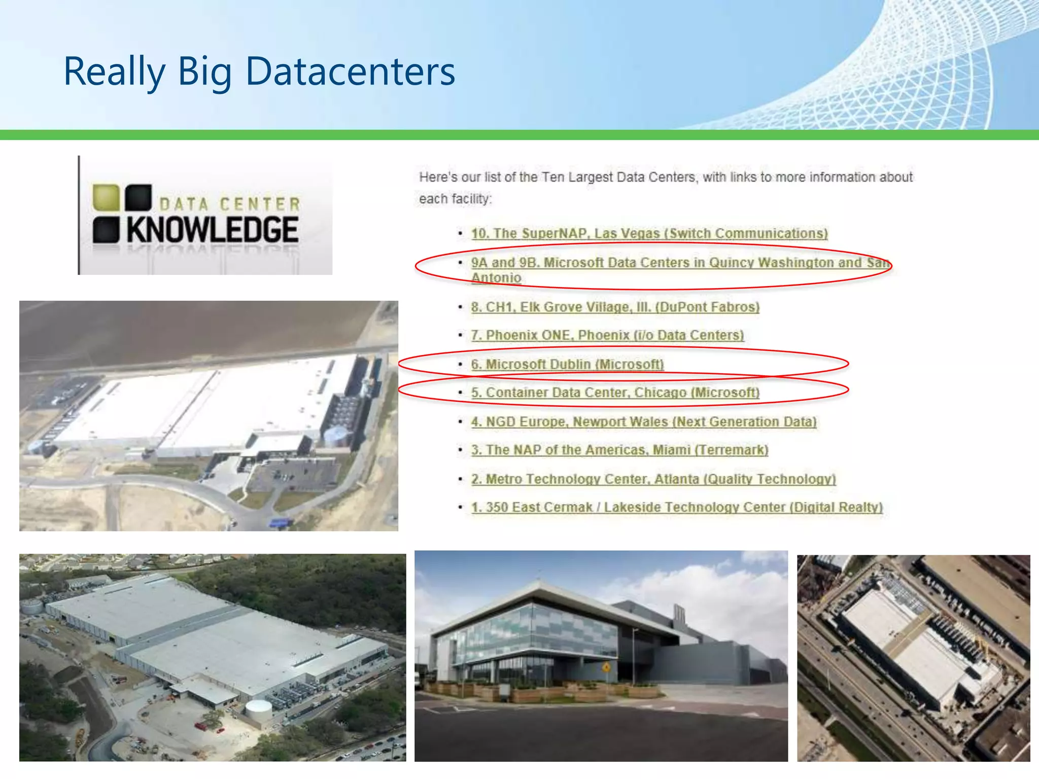 Really Big Datacenters
 
