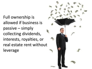 • Foundation pays a tax of 30% of required amount not
distributed
• Additional 100% if not corrected in 90 days of IRS notice
Penalty for Failure to Distribute
 