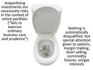 • Donor still controls
the business even
though he has taken
a charitable
deduction
• Donor decides if any
profit is distributed
to the foundation
• Donor controls his
(and other’s)
compensation at the
business
Foundation
 