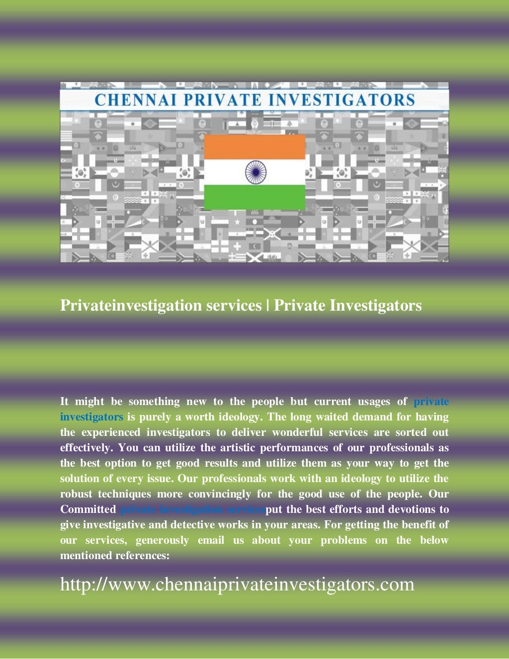 Private investigation services private investigators by chennai