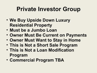 Private Investor Group ,[object Object],[object Object],[object Object],[object Object],[object Object],[object Object],[object Object]