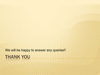 We will be happy to answer any queries!!

THANK YOU

                                           74
 