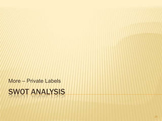 More – Private Labels

SWOT ANALYSIS

                        25
 