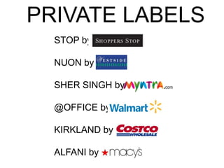 PRIVATE LABELS
STOP by
NUON by
SHER SINGH by
@OFFICE by

KIRKLAND by
ALFANI by

 