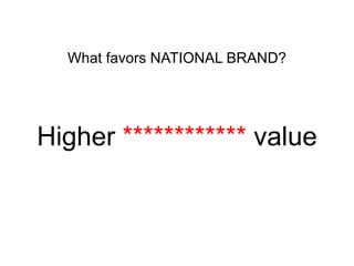 What favors NATIONAL BRAND?

Higher ************ value

 